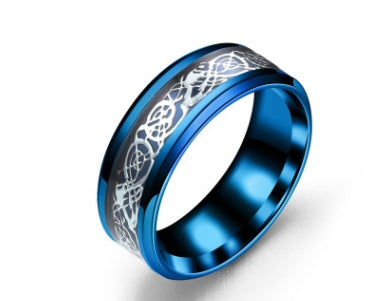 Mens Ring Stainless Steel Band With Geometric Dragon Design Silver Gold Finish Statement Ring Jewelry Everyday