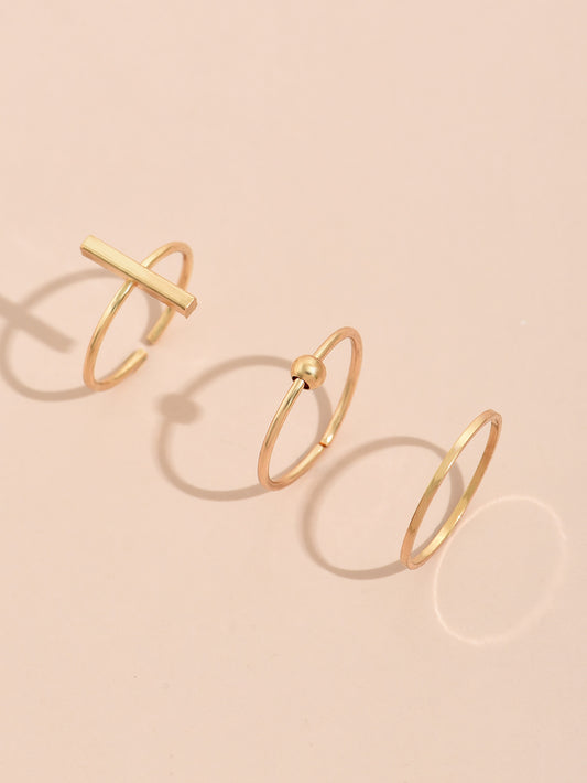 Womens Ring Fashionable Zinc Alloy Lightweight Ring For Women Girls All Match Design Everyday Wear GoldenColor