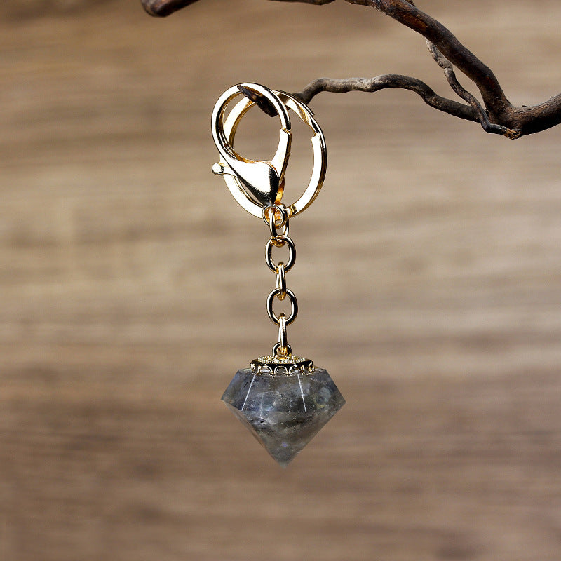 Crystal Gravel Resin Keychain Pendant Modern Design With Tapered Point Handcrafted Natural Stone Accessory Kit
