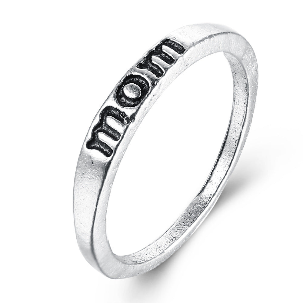 Alloy Letter Ring Mom Design For Women And Girls And Dad Design Ring Jewelry Fashion Accessory Trendy Everyday