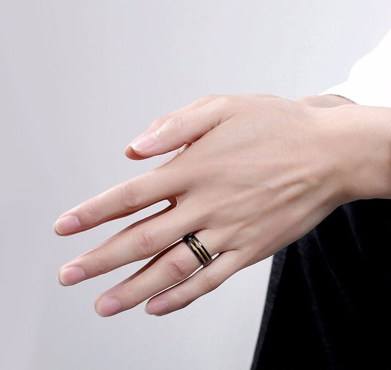 Titanium Steel Ring Unisex Geometry Electroplated Europe America Style US Codes 7 8 9 10 For Daily Wear And Gift Ready