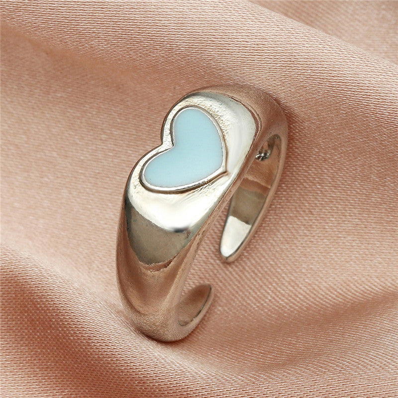 Heart Ring For Women Girls Geometric Index Finger Ring Korean Creative Alloy Ring Electroplated Finish Ins Ring