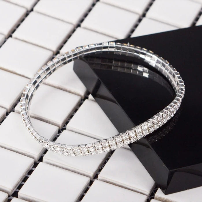 Womens Anklet Bracelet Adjustable Foot Jewelry Elegant Crystal Alloy Silver Tone Beach Anklet Gift For Her For