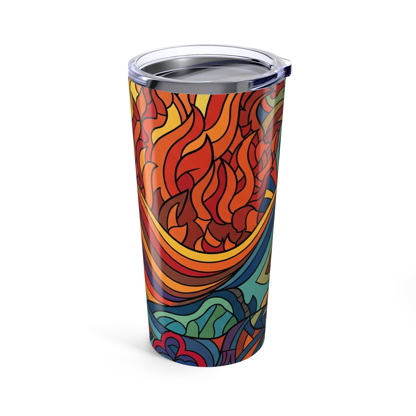 20oz Stainless Steel Tumbler With Double Wall Vacuum Insulation Leak Proof Lid Printed Design For Everyday Travel