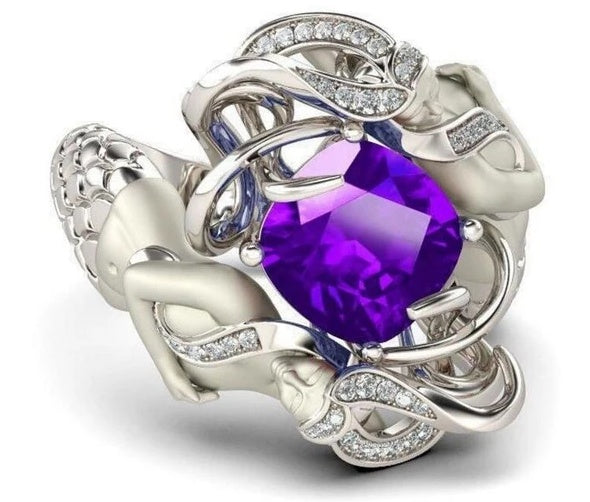 Ruby Gemstone Ring Cushion Cut 925 Sterling Silver Mermaid Design Hypoallergenic Elegant Wedding Jewelry For Women