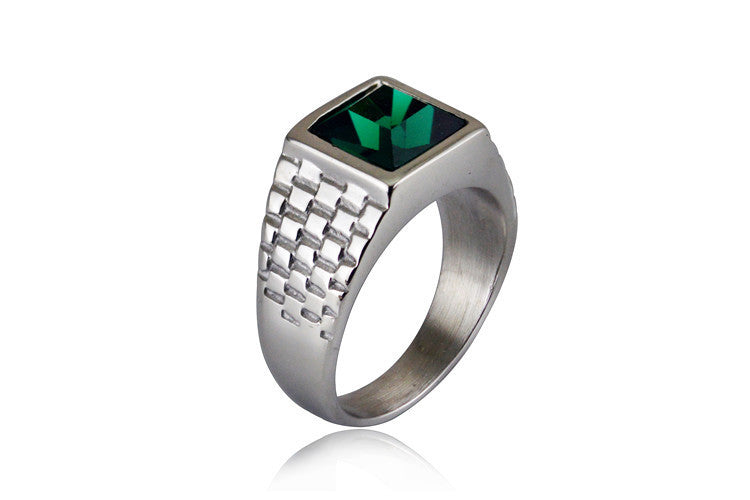 Popular Punk Retro Inlaid Jewel Pattern Titanium Steel Ring For Unisex Size 7 8 9 10 11 12 13 For Everyday Use