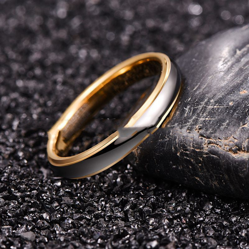 Two Tone Tungsten Ring For Men And Women Gold Silver Electroplated Fashion Band Wedding Engagement Everyday Use