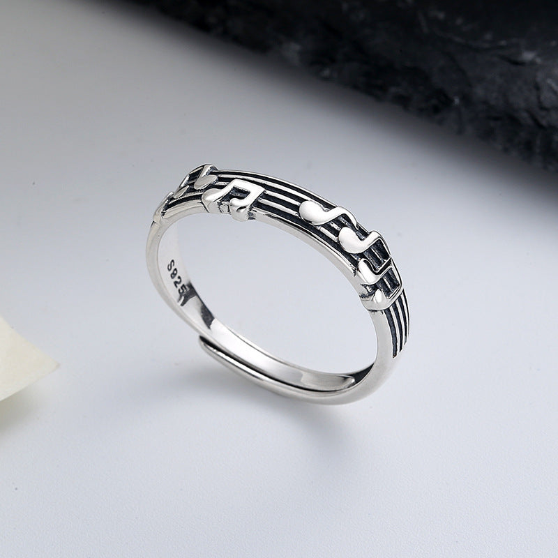 Sterling Silver Ring Musical Note Five Line Music Score Retro Ring Individually Packed Customizable Festival Jewelry