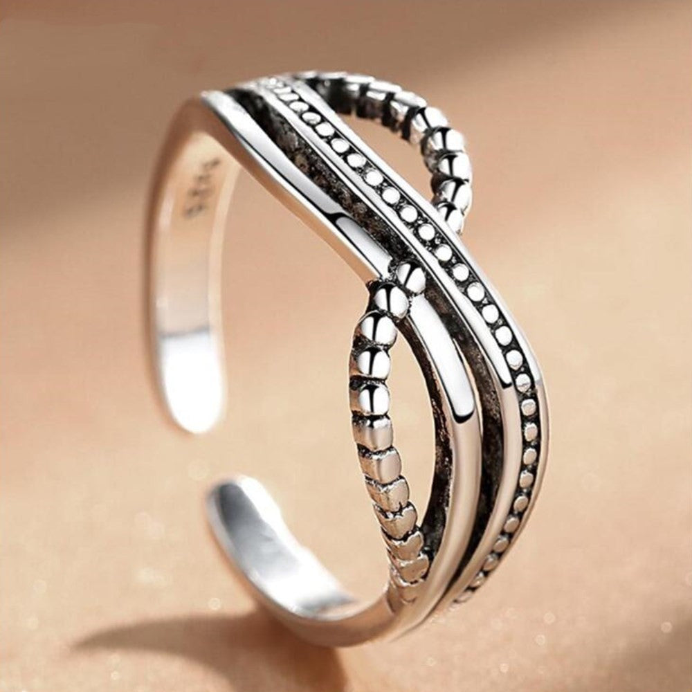 Womens Vintage Thai Silver Adjustable Ring Electroplated Finish Fashion Jewelry Elegant Vintage Style Statement