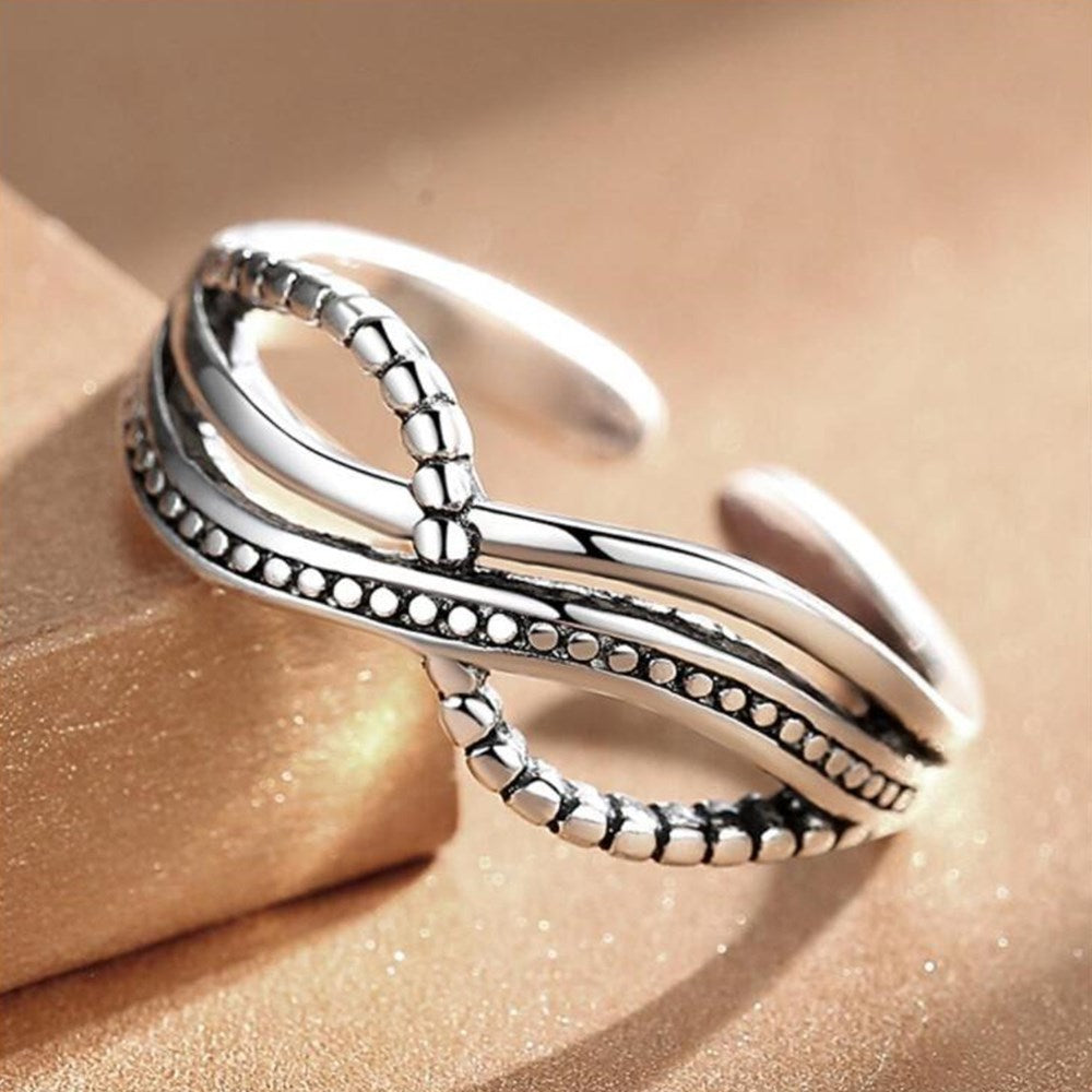 Womens Vintage Thai Silver Adjustable Ring Electroplated Finish Fashion Jewelry Elegant Vintage Style Statement
