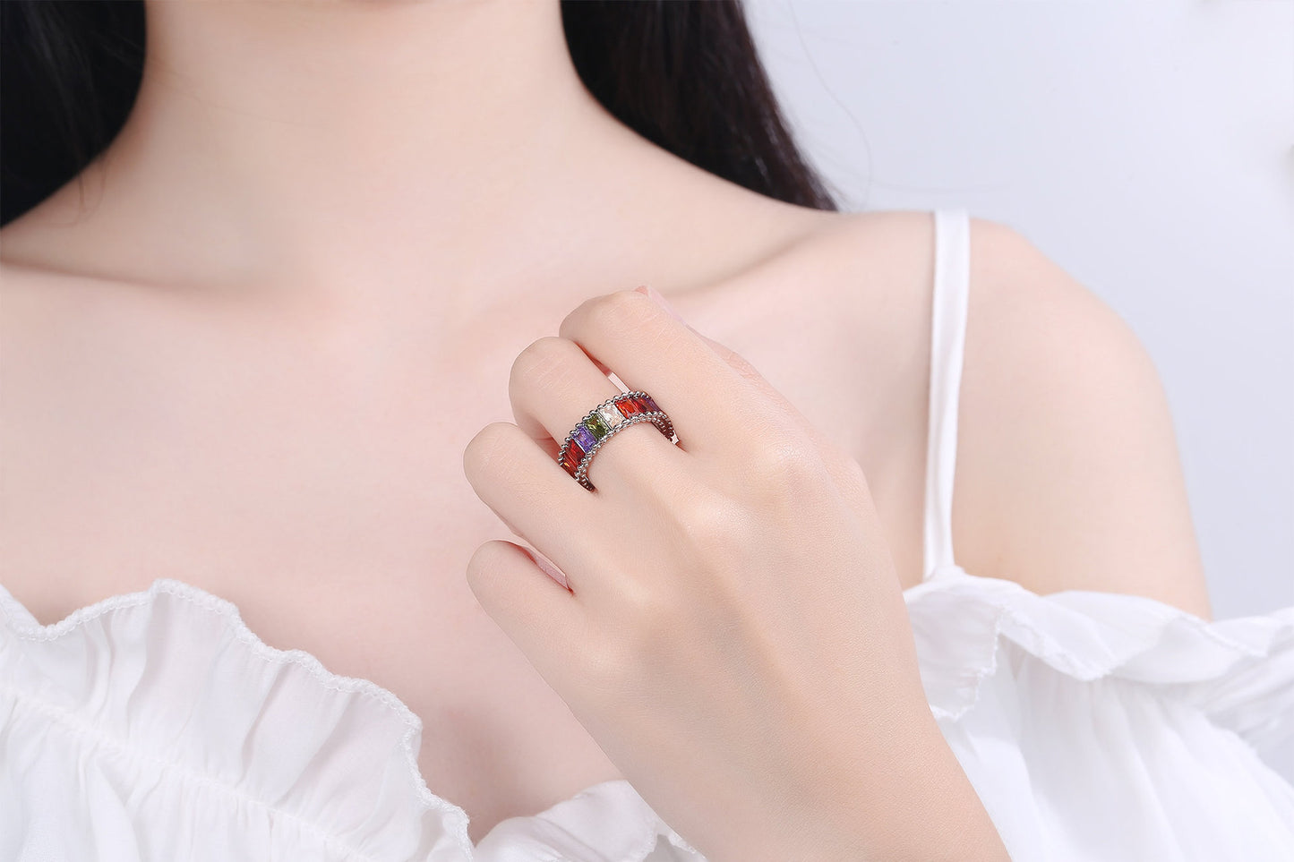 Womens Adjustable Zirconia Ring Copper Band Fashion Statement Jewelry For Engagement Anniversary Promise Gifts