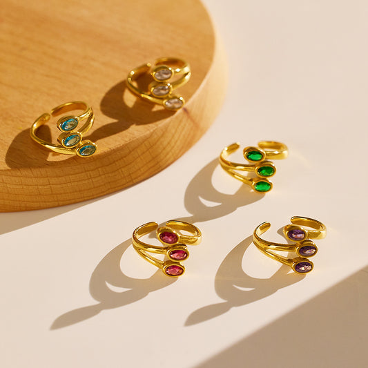 Stylish Colored Diamond Stainless Steel Ring