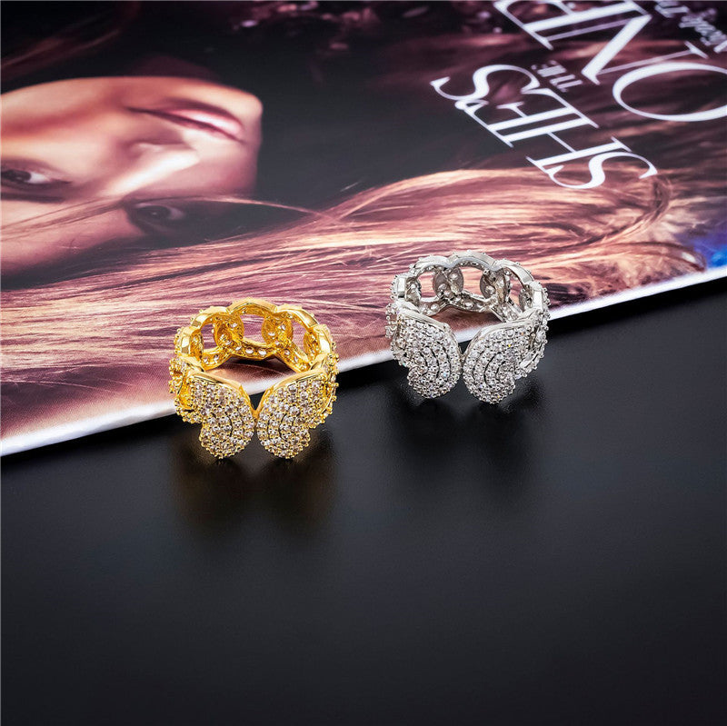 Unisex Ring White Gold Inlaid Look Copper Band Zircon Gemstone Geometric Ring Gold Plated Jewelry Gift For Daily Wear