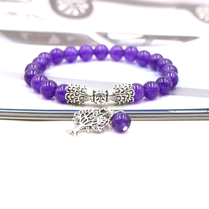 Handmade Tree of Life Bracelet with Green Aventurine Agate Stone and 8mm Beads European Fruit Shape Jewelry
