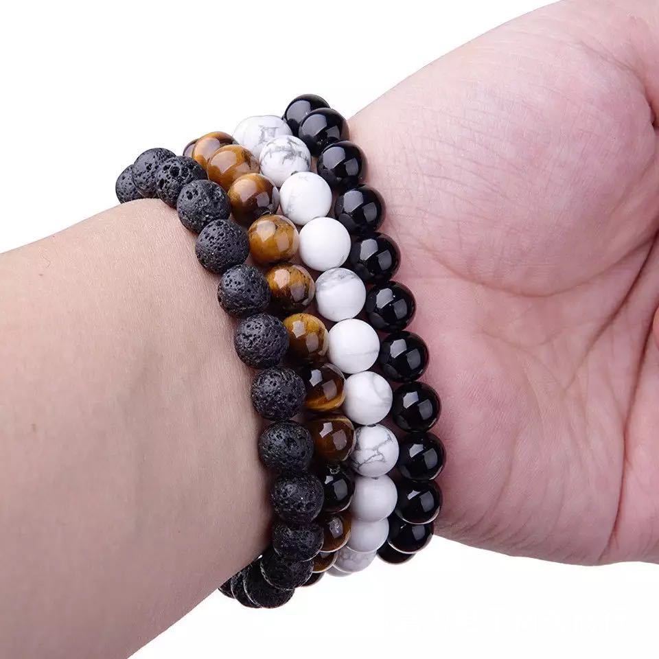 Adjustable Yoga Bracelet With Crystal Accents Stretch Rope