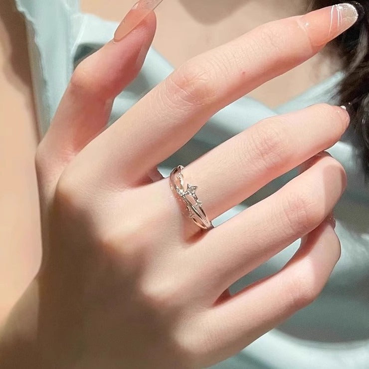 Adjustable Opening Copper Ring With Gold Points Meteor Shower Star Design Fashion Jewelry Gift for Her Sparkle