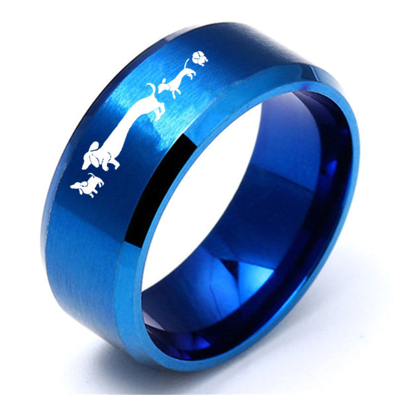 Unisex Dachshund Ring Stainless Steel Laser Engraved Electroplated Finish European Design American Design Gift