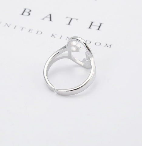 Adjustable 925 Silver Ring Hollow Face Design Abstract Details Unique Personality Ring Hollow Face Ring Details