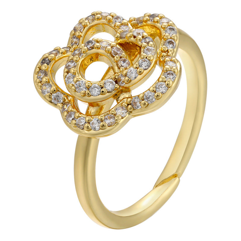 Adjustable Women Ring Copper Jewelry Butterflies Star Heart Twist Design Goldtone Fashion Accessory Daily Wear