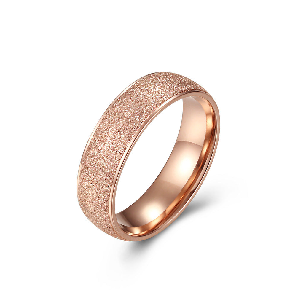 Titanium Steel Frosted Ring Rose Gold Minimalist Band