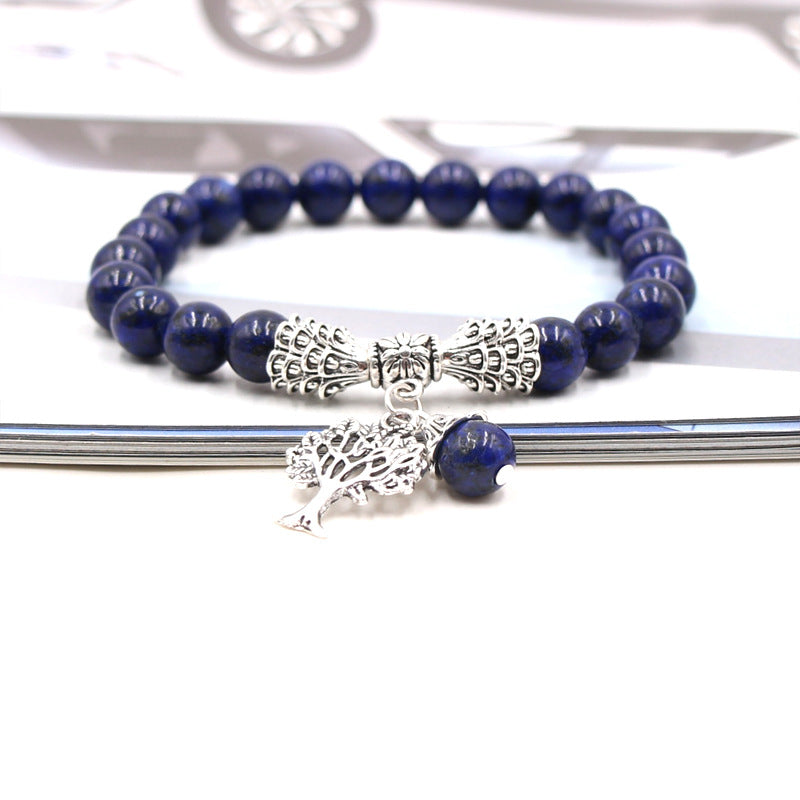 Handmade Tree of Life Bracelet with Green Aventurine Agate Stone and 8mm Beads European Fruit Shape Jewelry