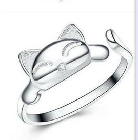 Elegant Open Cat Head Ring Made From Korean Alloy Adjustable Fashion Jewelry For Women With Comfortable Fit Now