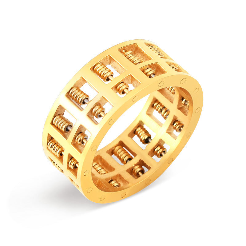 Hand Stitched Beaded Abacus Ring Stainless Steel Band