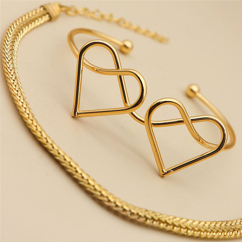 Heart Shaped Bracelet Set Electroplated Alloy Fashion Jewelry European And American Wheat Ear Chain Bracelet