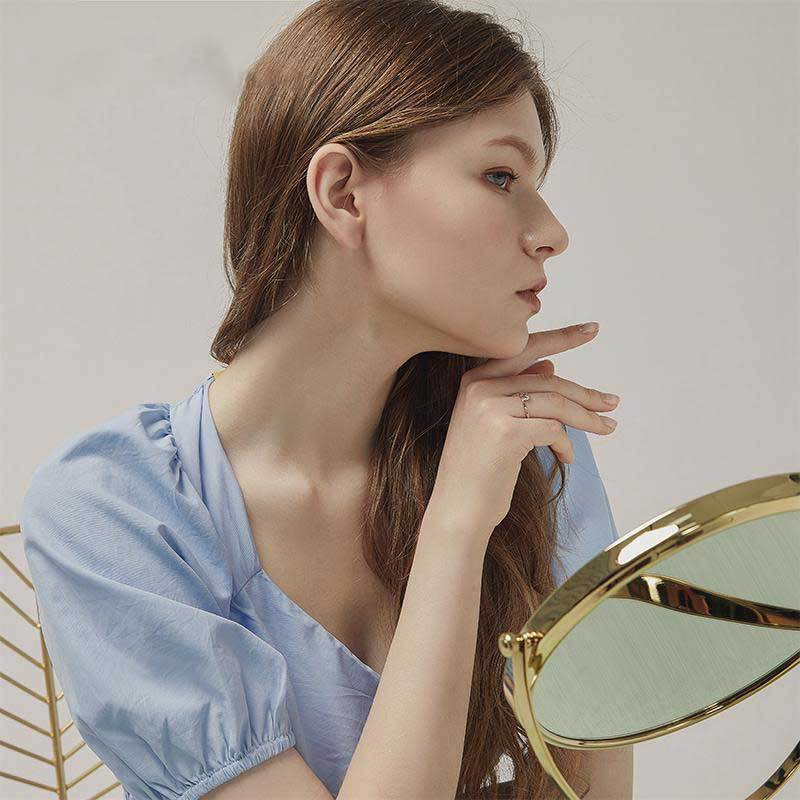 Geometric Copper Ring With Electroplating For Women Elegant