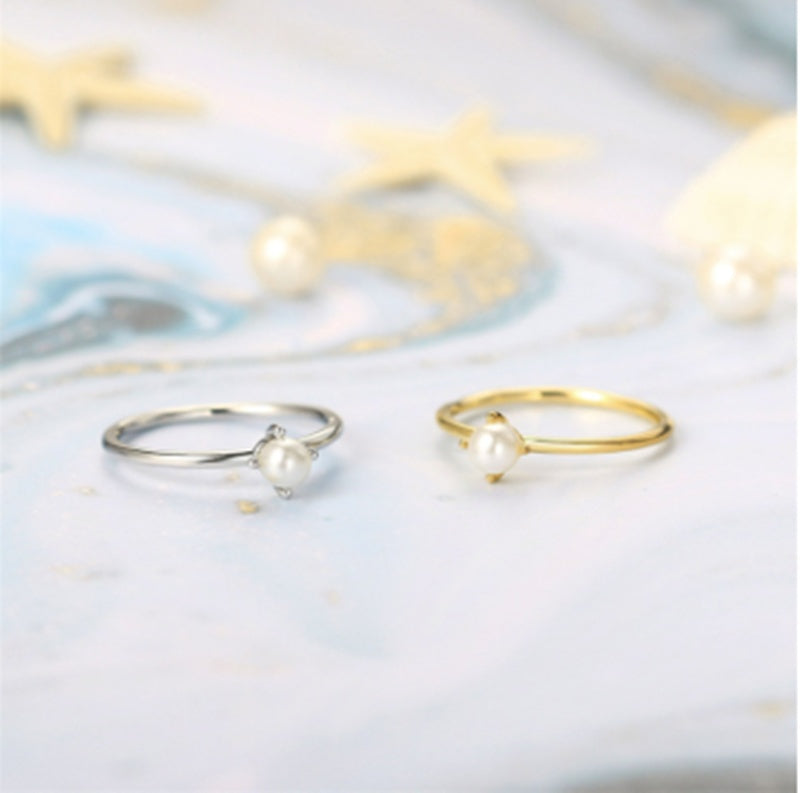 Womens Ring Thin Circle With Mother Of Pearl Plant Flowers Pattern Japanese Korean Design Fashion Jewelry Ring