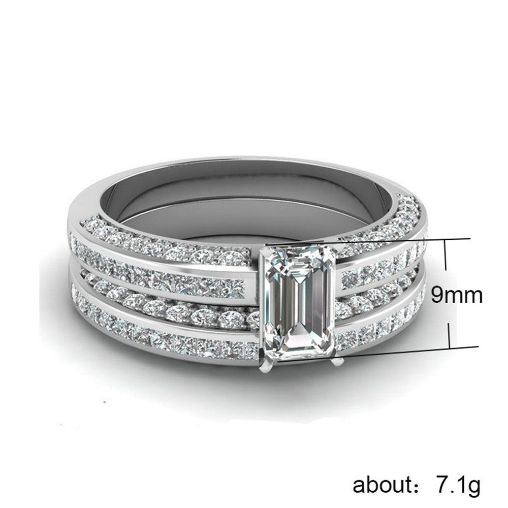 Vintage Elegant Ladies Zircon Ring Silver Plated Alloy Jewelry Size 5 to 12 7.1g Opp Bag Packaging Accessories