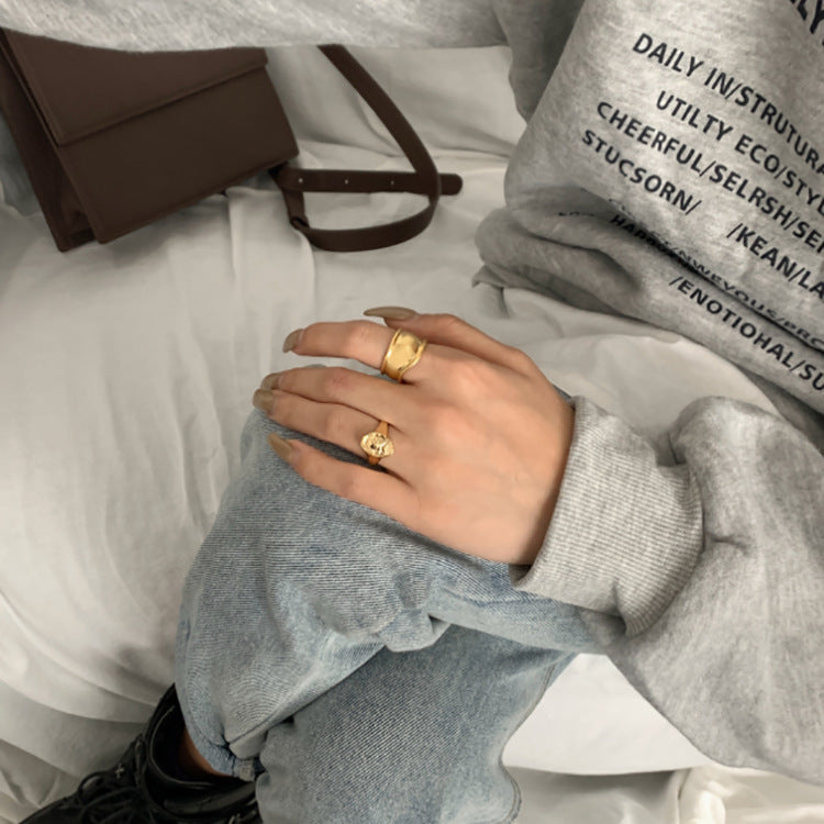 Gold Plated Oval Ring With Zircon Star Design Korean Inspired Fashion Jewelry For Daily Wear Spark Zircon Star
