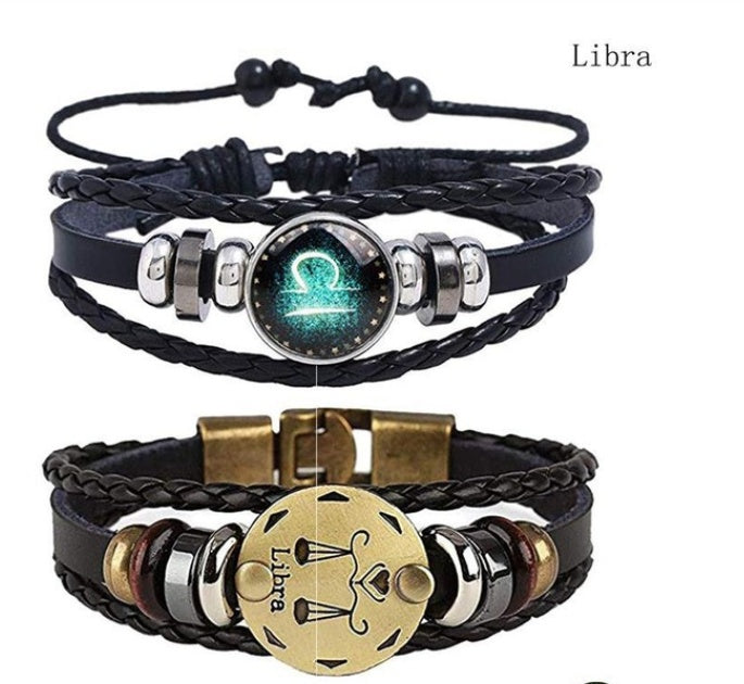 Couples Woven Leather Bracelet Vintage Constellation Design Zodiac Gift For Anniversary Travel Keepsake Gift Box Ready