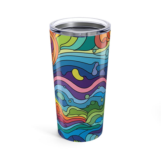 20Oz Stainless Steel Tumbler With Double Wall Vacuum Insulation Spill Resistant Durable Printed Design For