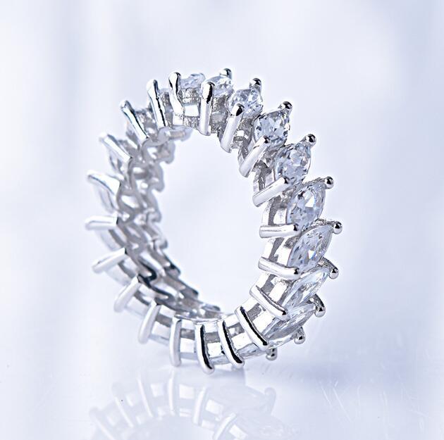 Copper Ring With Simulated Diamond Zircon Jewelry For Women Engagement Wedding Anniversary Dazzling Gift Style