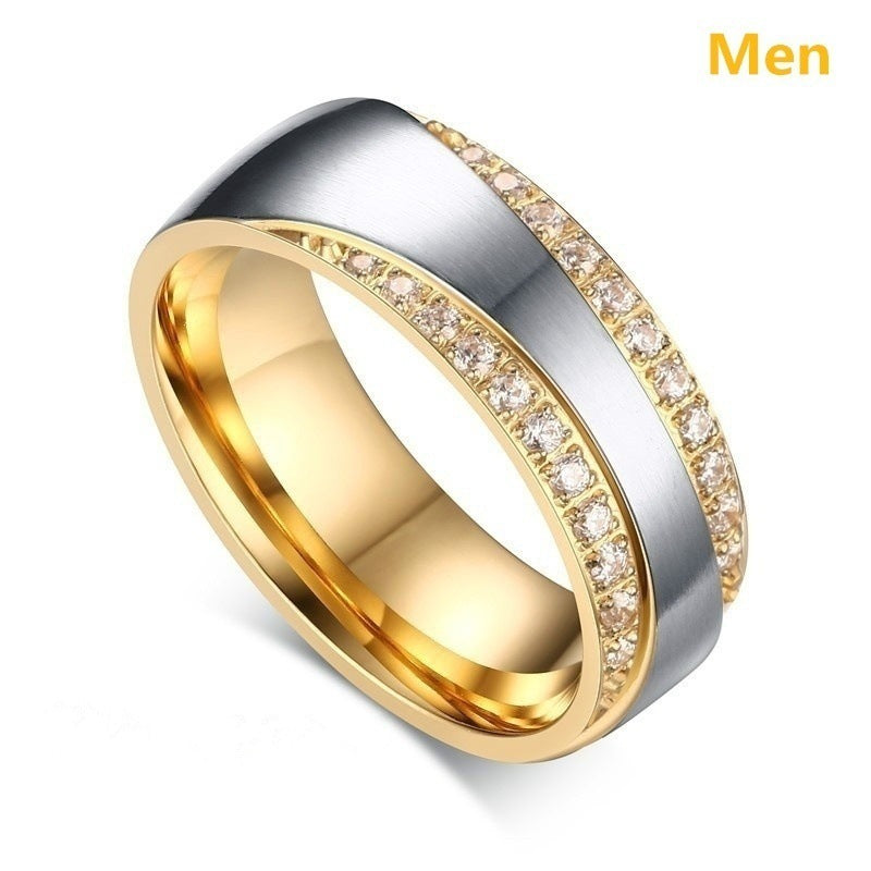 Zircon Couple Ring For Men Women Fashion Unisex Jewelry