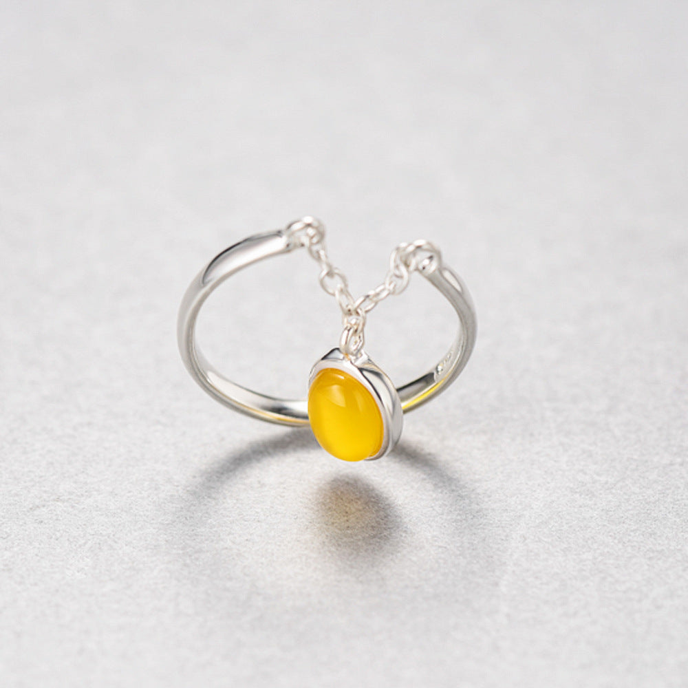 Sterling Silver Drop Earrings Women Electroplated Yellow Chalcedony Fashion Elegant Dangle Jewelry Everyday Wear