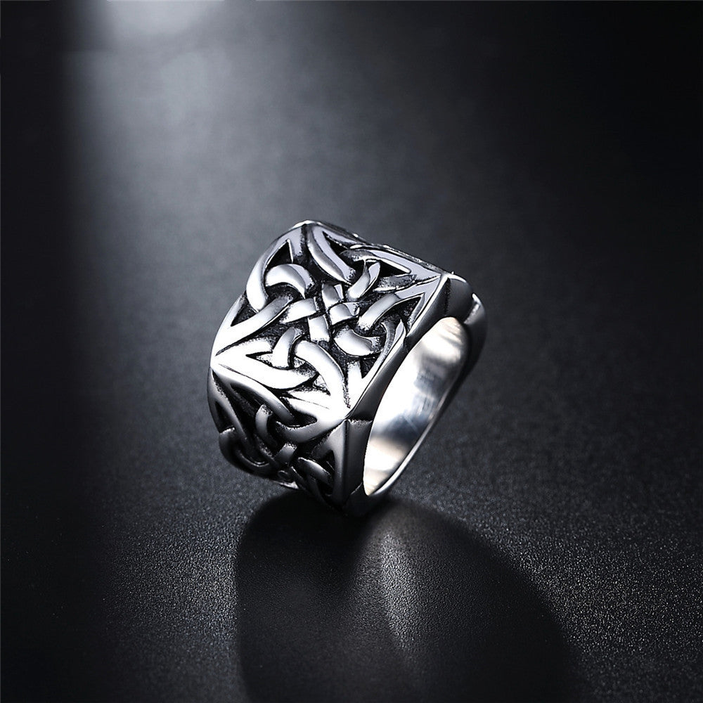 Men's Ring Nordic Viking Retro Ring Personality Punk Titanium Steel Band Statement Ring Jewelry for Men or Women Fashion Ring Gift Idea