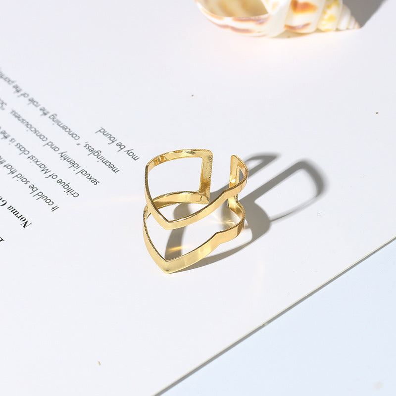 Womens Fashion Ring Gold Double Arrow Alloy Ring Trendy Elegant Design Ring For Everyday Wear Special Everyday