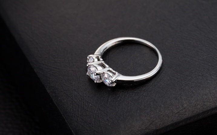 Copper Ring Platinum Plated With Zircon Stones Jewelry