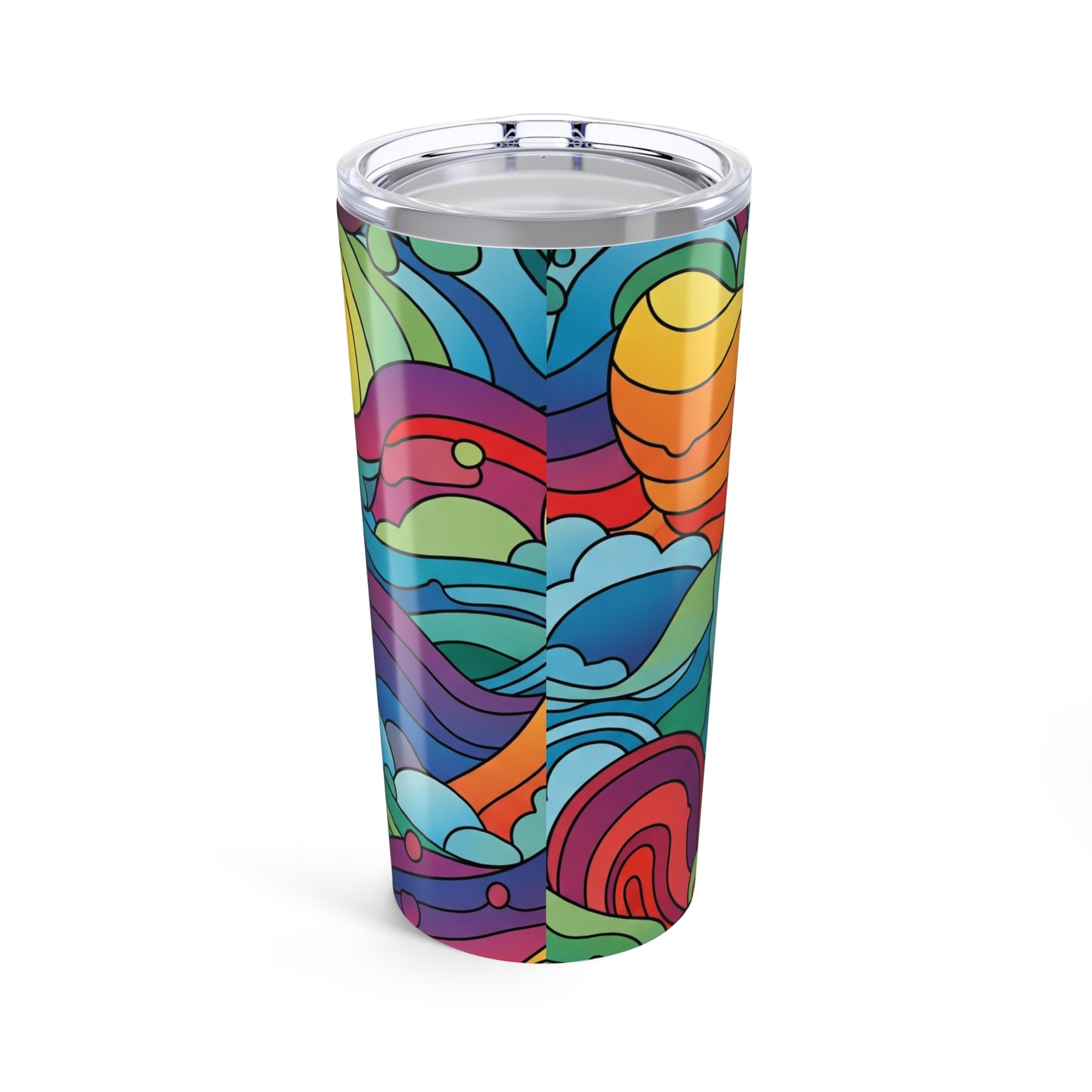 20 Ounce Stainless Steel Tumbler With Double Wall Vacuum Insulation Spill Resistant Travel Mug With Printed Design