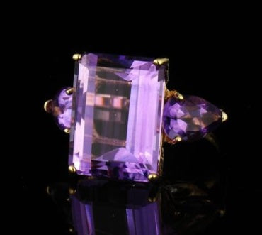 Women's Tourmaline Amethyst Ring With Diamond Accent 18K Gold Plated Silver Copper Jewelry Elegant Modern Style