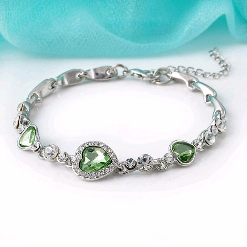 Heart Bracelet With Sparkling Blue Crystals Three Moving Hearts Symbolizing Love And Hope Jewelry Timeless Now