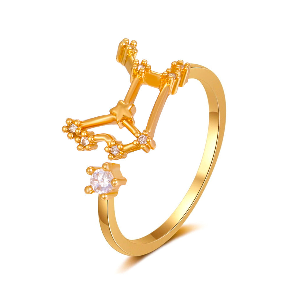 Copper Zircon Celestial Ring For Women Inlaid Constellation Astrology Jewelry Delicate Everyday Ring Gift Tips