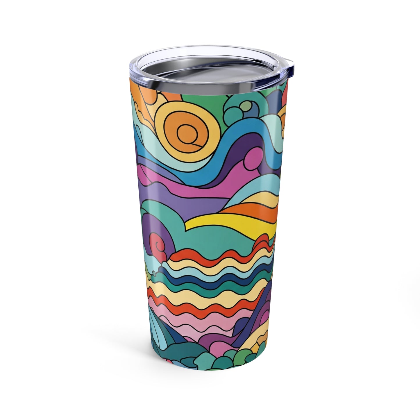 20oz Stainless Steel Travel Tumbler Double Wall Vacuum Insulated Leak Proof Printed Design Beverage Mug With Lid