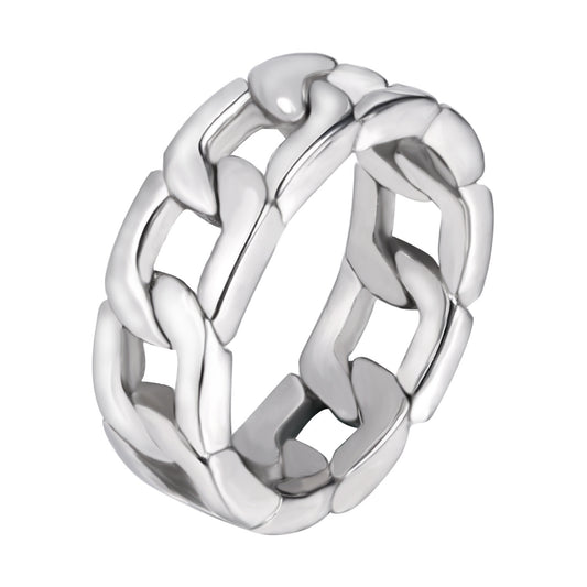 Mens Titanium Steel Ring Geometric Design Unisex Electroplated Durable Fashion Jewelry Accessory Everyday Wear