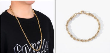 Stainless Steel Twisted Rope Chain Bracelet Geometric Style