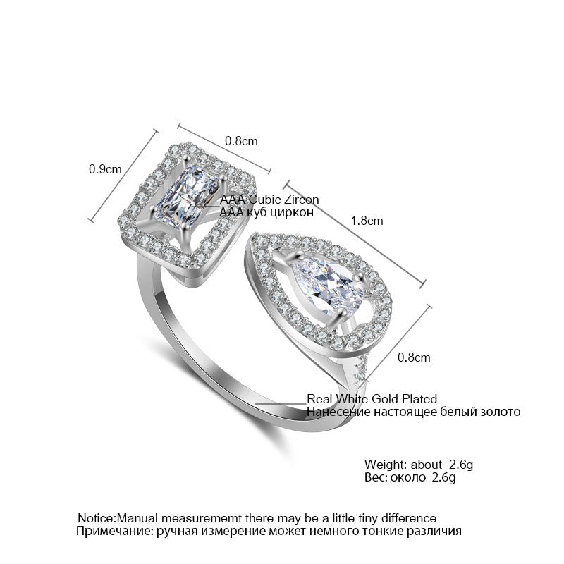 Personalized Geometric Double Ring Fashion OL Copper Ring with Zircon Treatment Individually Packed Business Gifts Ring for Women and Girls