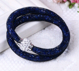 Womens Crystal Mesh Bracelet Sparkling Diamond Cut Alloy Bracelet Elegant Fashionable Jewelry Bracelet Special