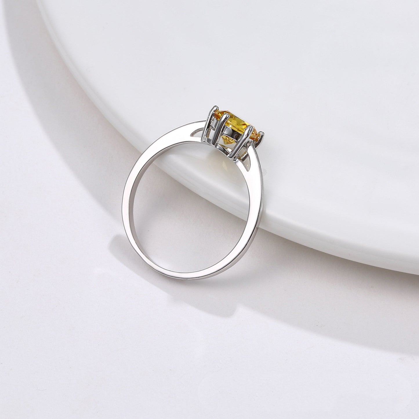 Womens Sterling Silver Ring Eight Hearts And Arrows Zircon With Three Layer Platinum Plating For Anniversary Ring